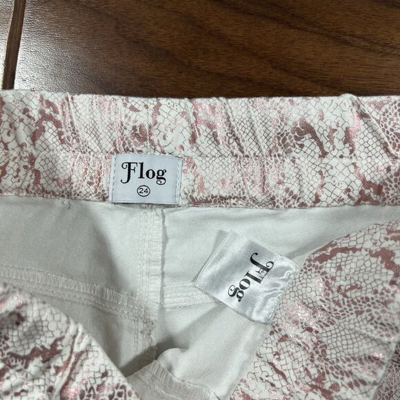 Bevy Flog Size 24 Rose Gold Pink Python Snake Shely Drawstring Pull On Pants - Picture 6 of 11